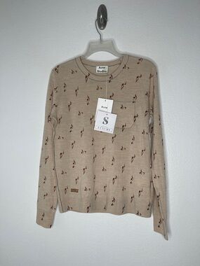 New Acne Studios Beige Musical Notes Super Soft Oversized Wool Sweater Size XXS
